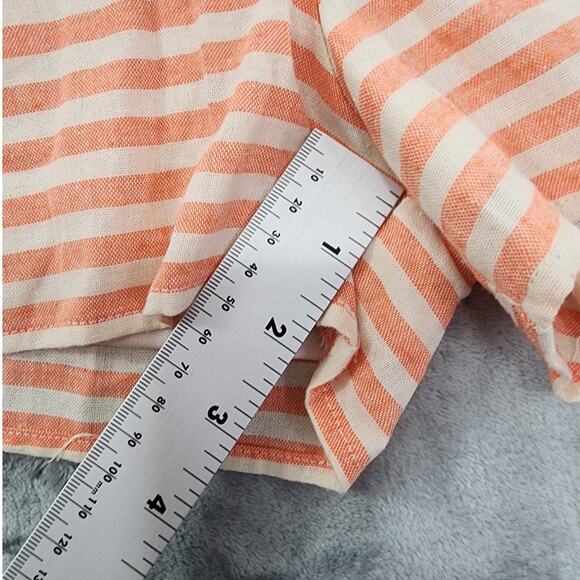 Bo Bel Shorts Womens L Orange Cream Striped High Waist Exposed Back Zip Cotton - Picture 8 of 10